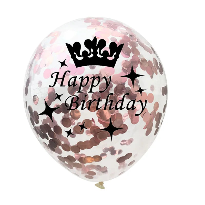 12in Crown Number Confetti Balloons