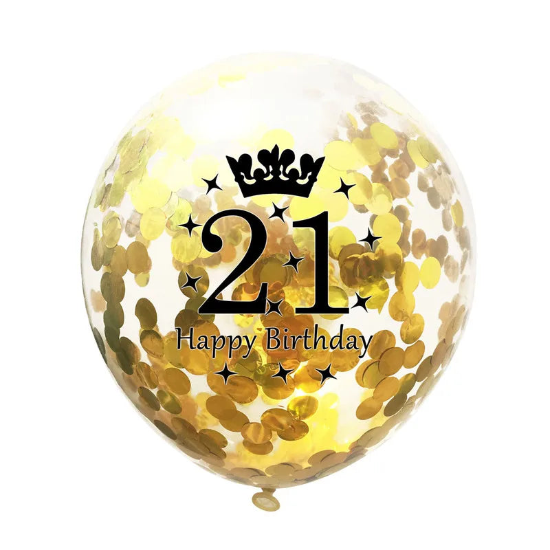 12in Crown Number Confetti Balloons