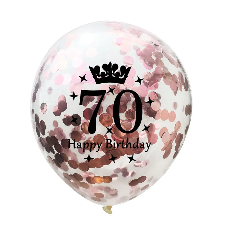 12in Crown Number Confetti Balloons