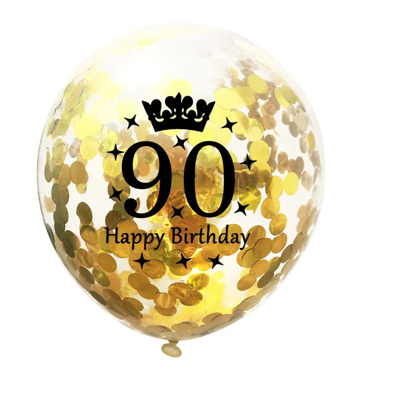 12in Crown Number Confetti Balloons