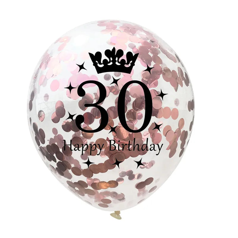12in Crown Number Confetti Balloons