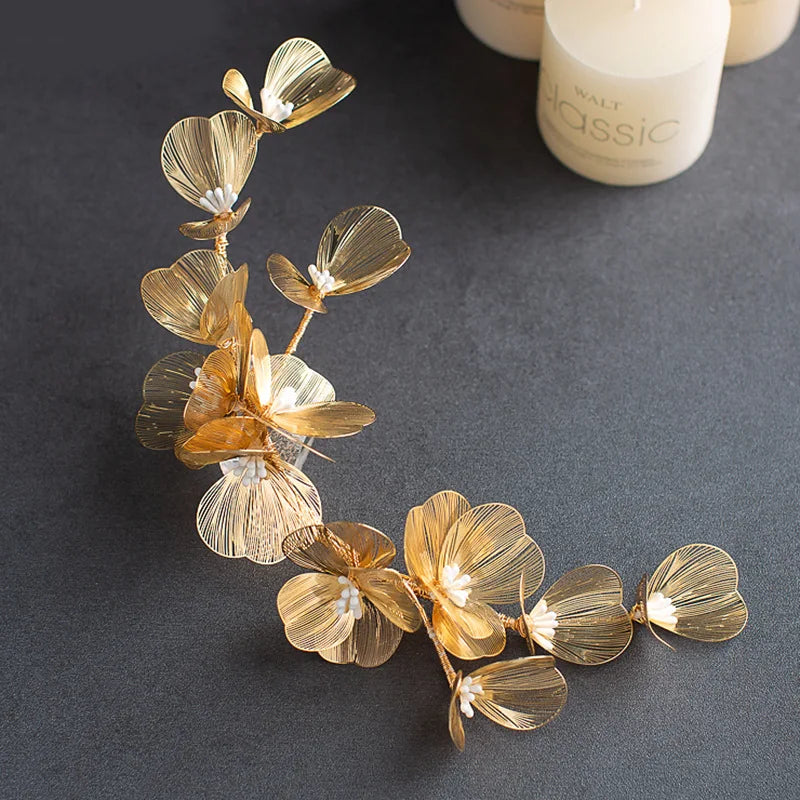 Flower hair jewelry Pearl Crystal