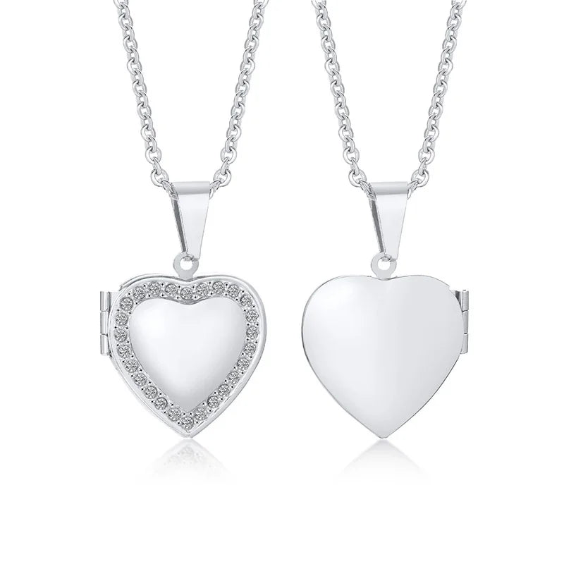 Monogram floral Oval heart locket pendant necklaces