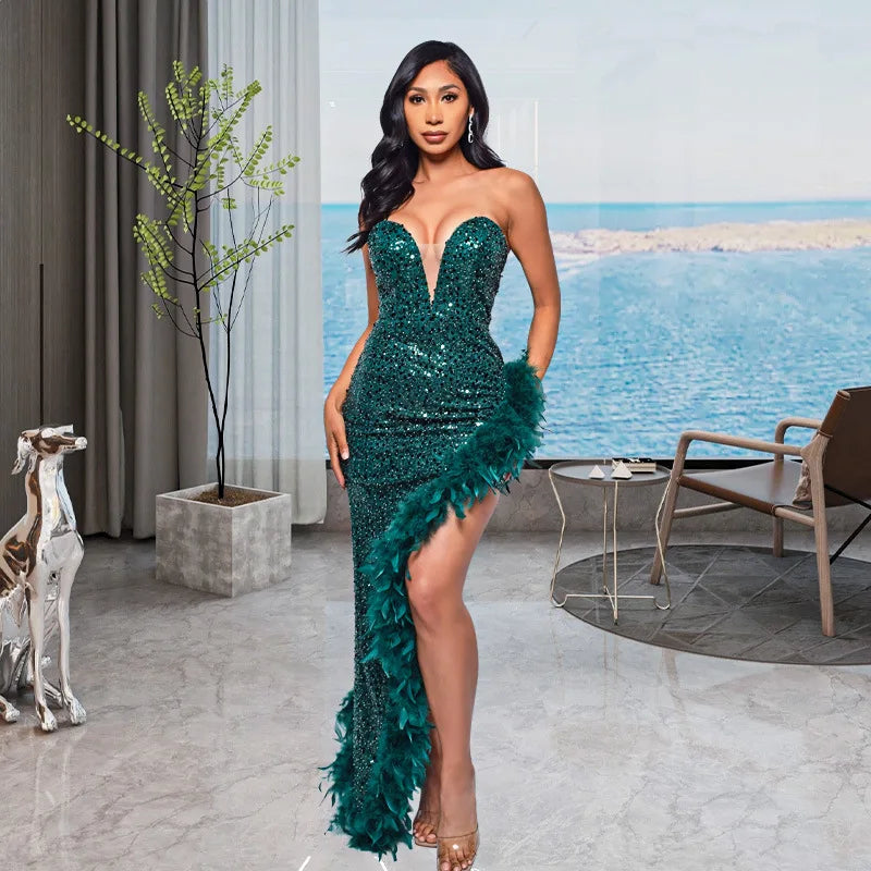 Dillma Sequin Feather Dress