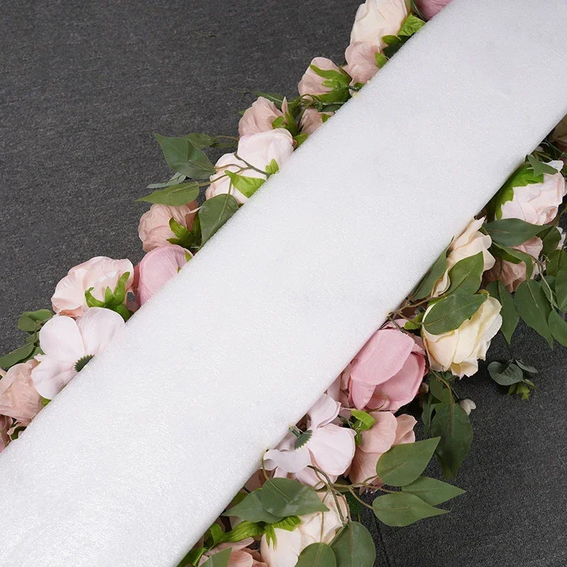 Peony flowers row table Runne decoration