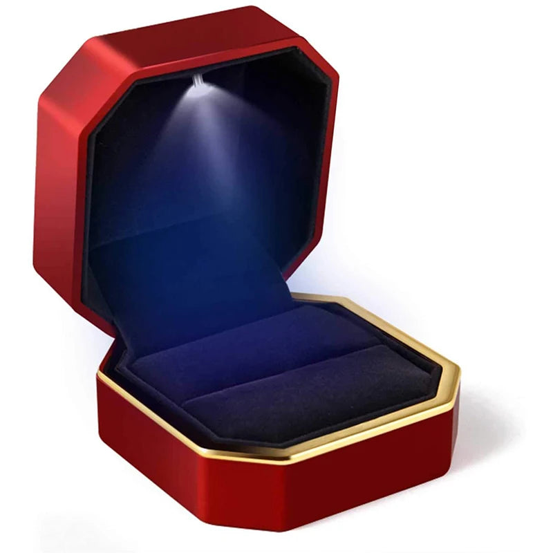 LED Light double rings box for wedding