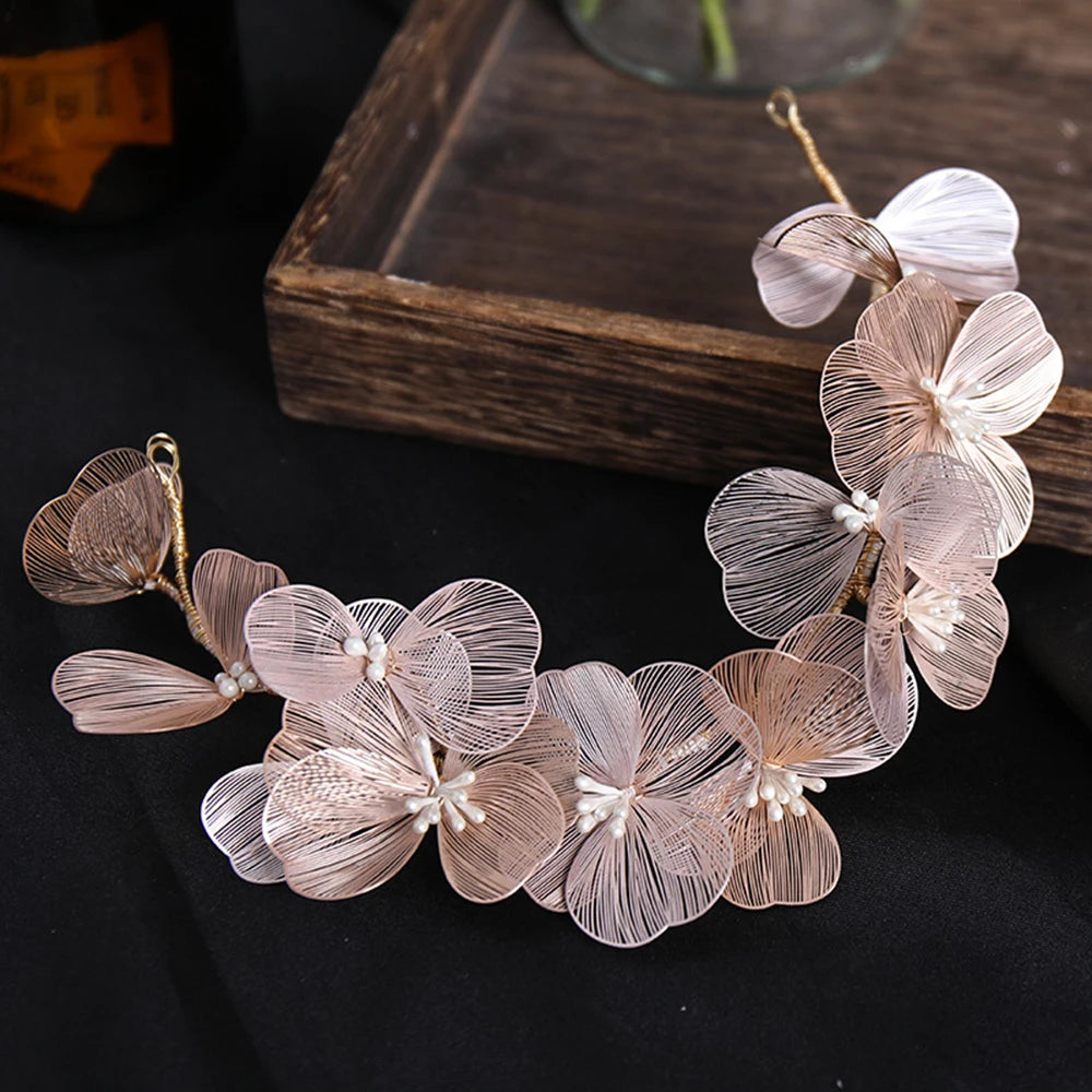 Flower hair jewelry Pearl Crystal