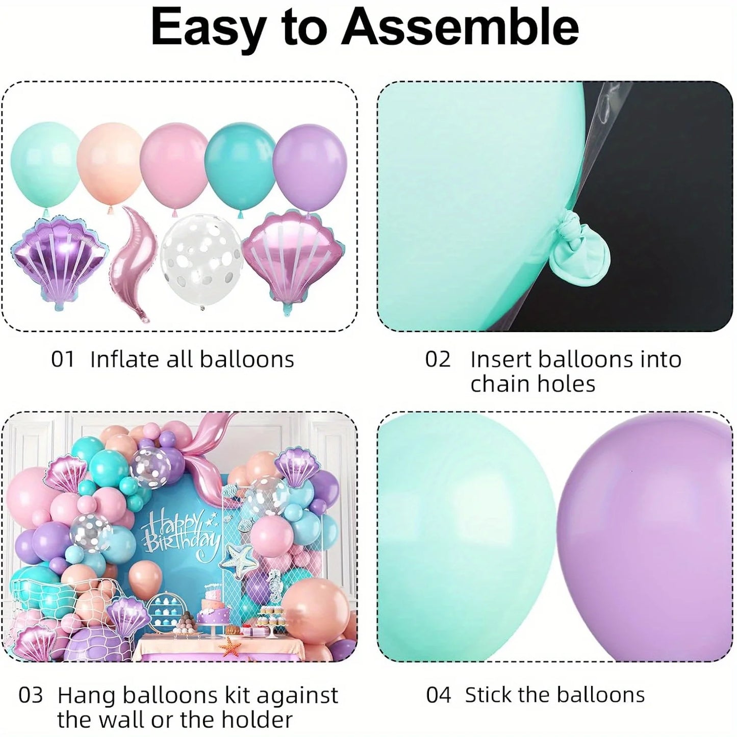 127pcs Mermaid Balloon Arch Set – Pink & Blue Party Decor