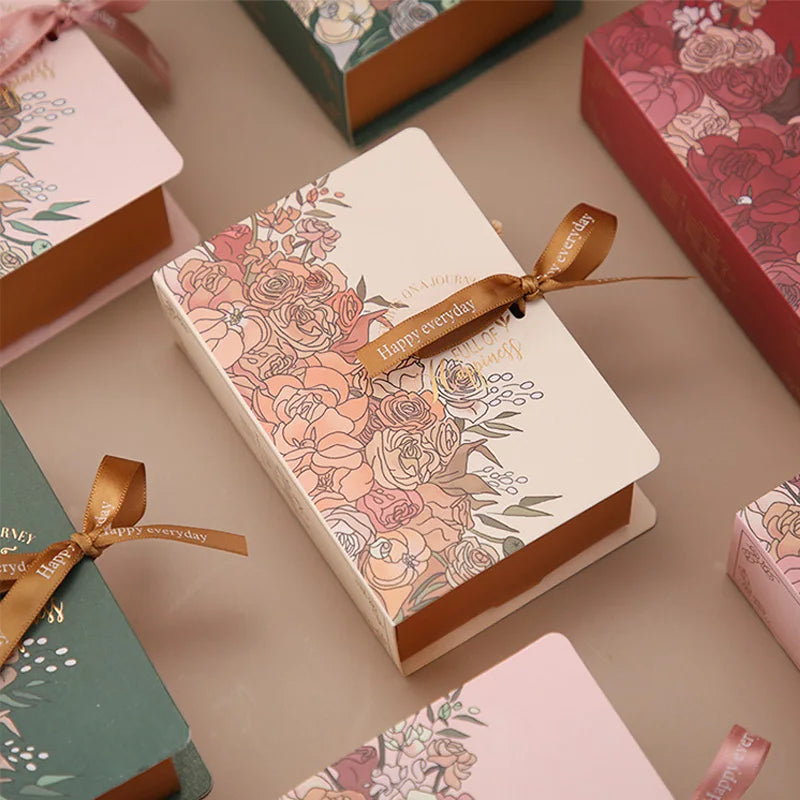 Book shape gift packaging box with ribbon 5pcs