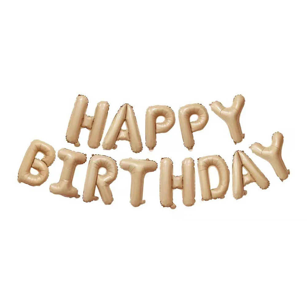 Happy Birthday Balloons Cream Caramel 16Inch