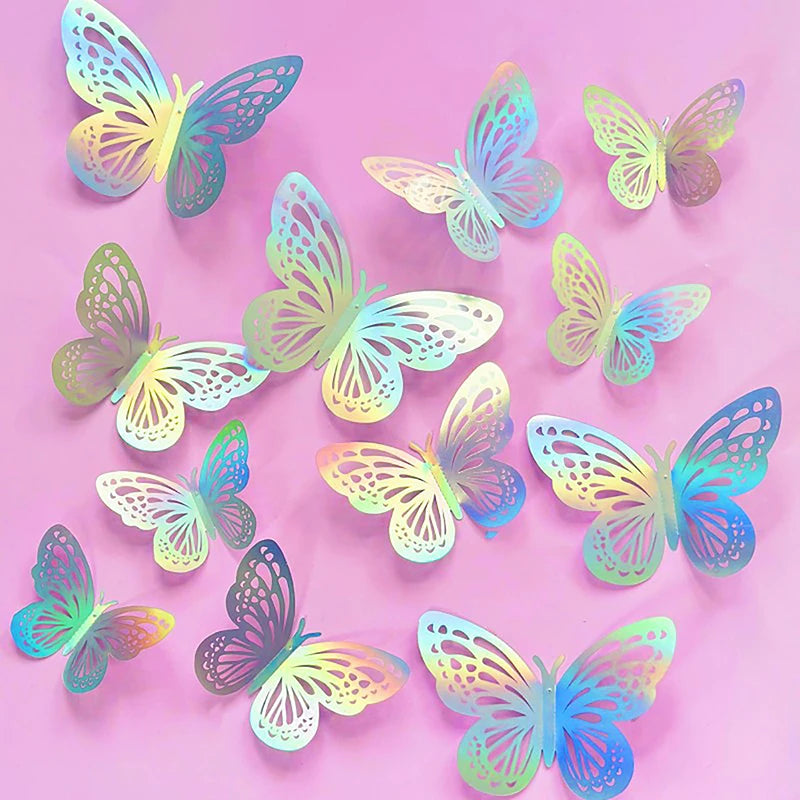 Rose gold foldable Butterfly cake toppers 12pcs