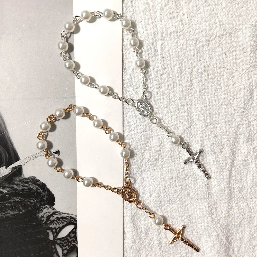 Cross Rosary bead bracelet for baptism 10-100pcs