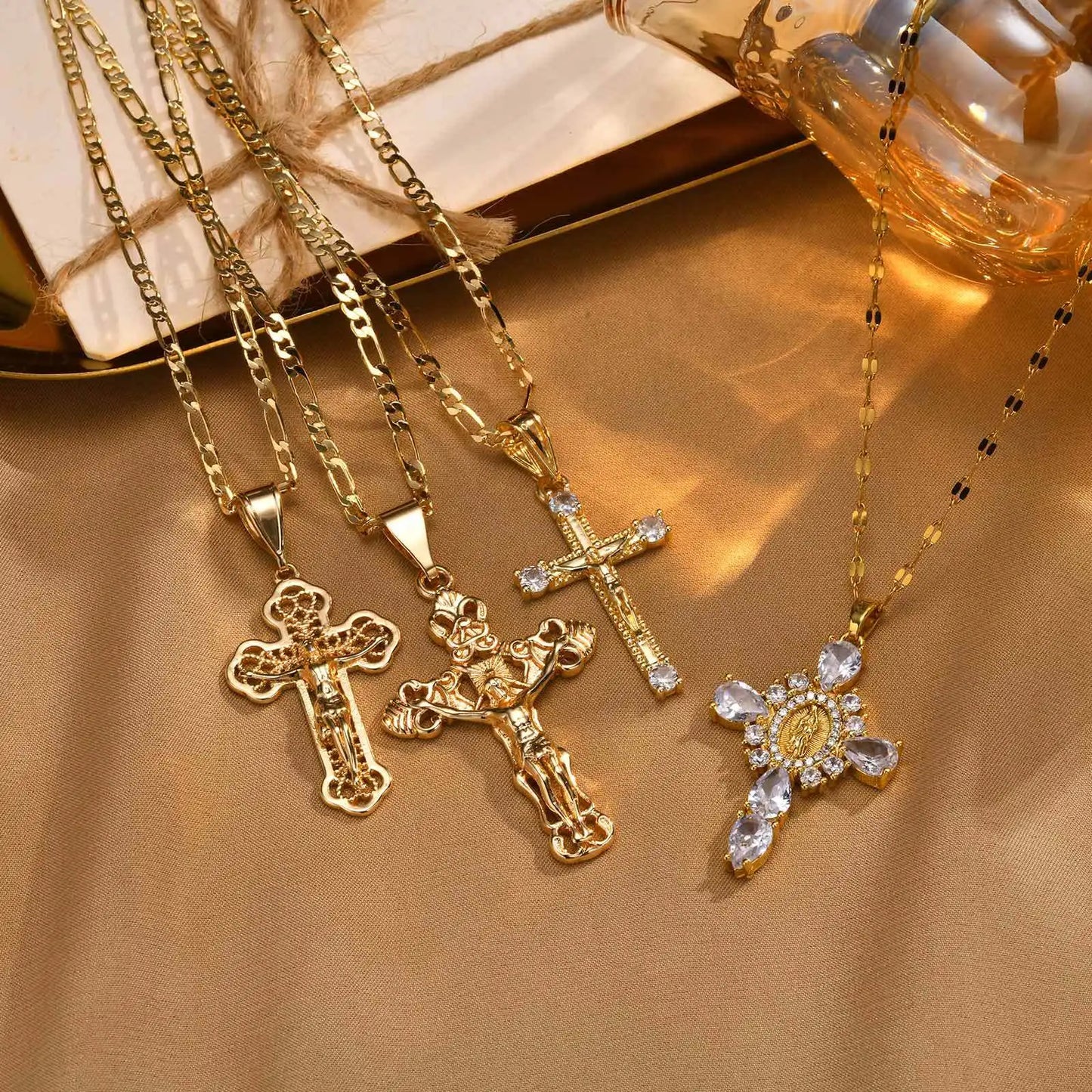 Gold plated Jesus Cross necklac