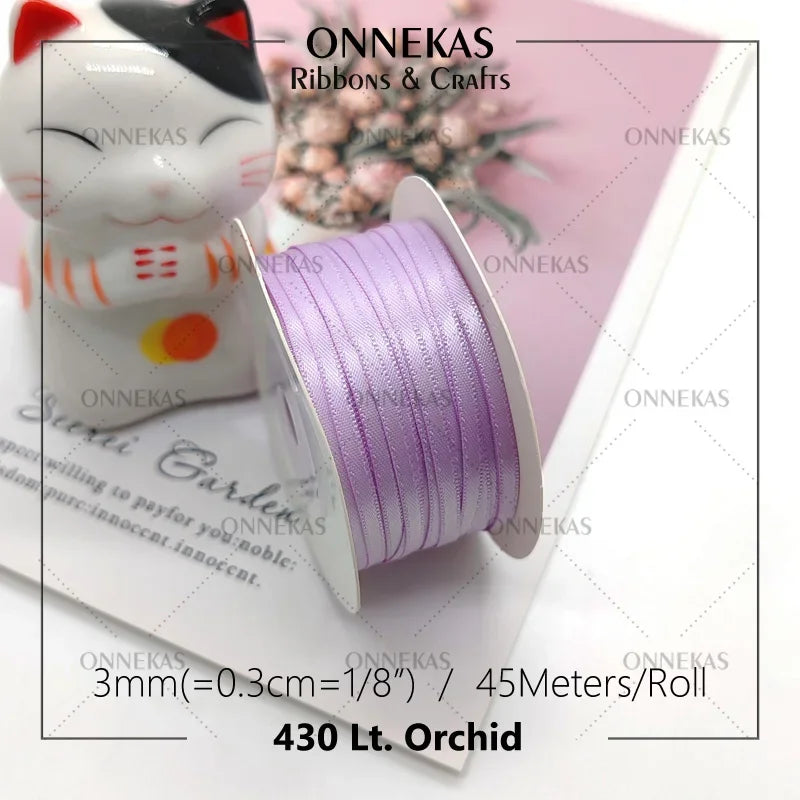 Satin ribbon 100% polyester (45M) 3mm
