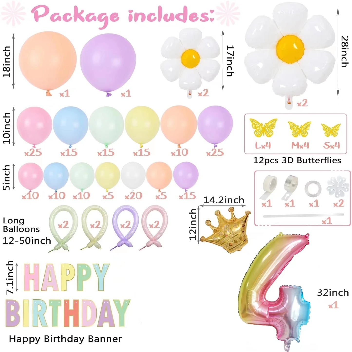 200PCS Macaron Foil Balloon Garland Set
