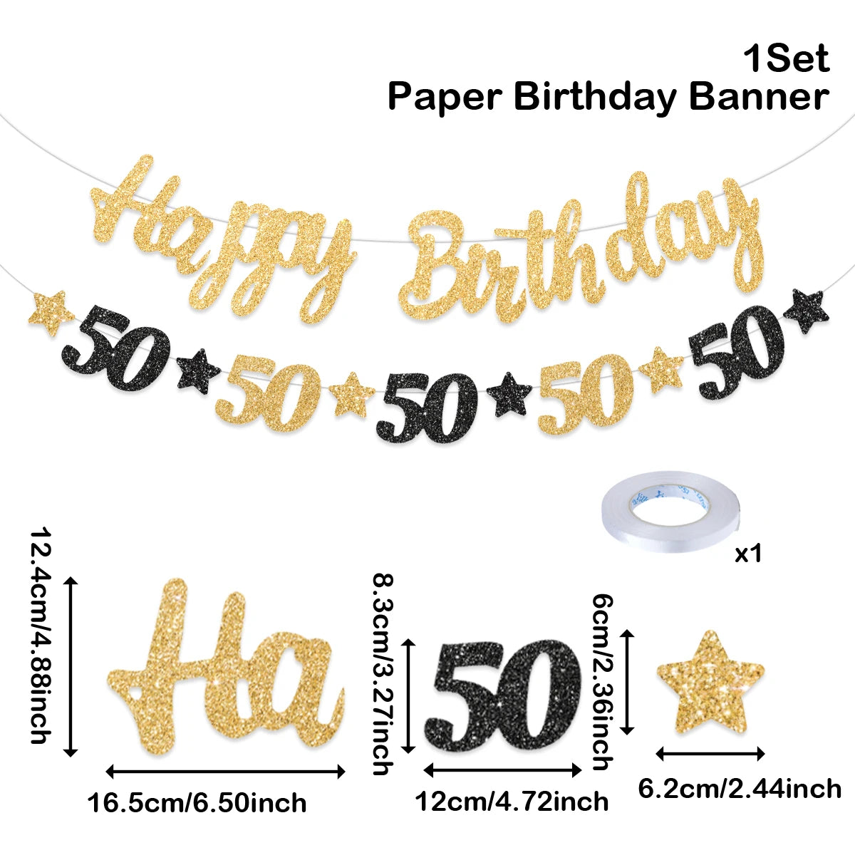 Black Gold Birhtday TableCloth