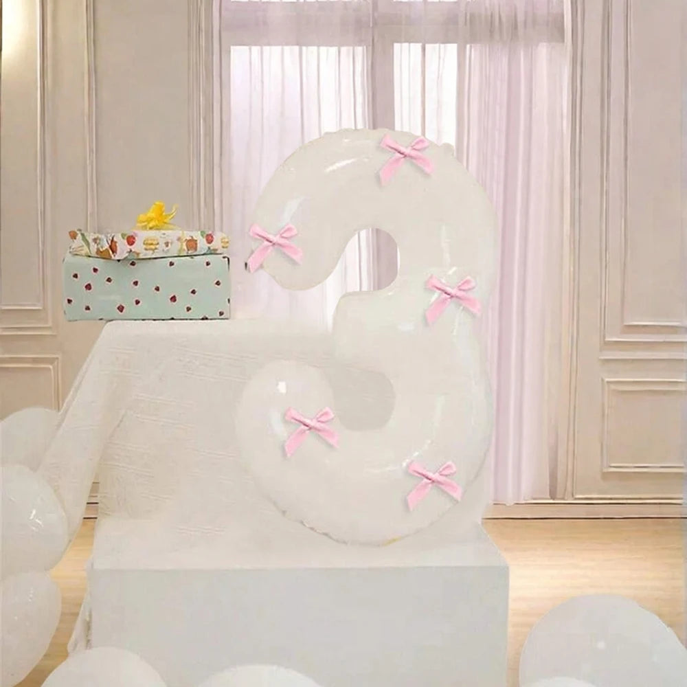 Pink Bow balloons number