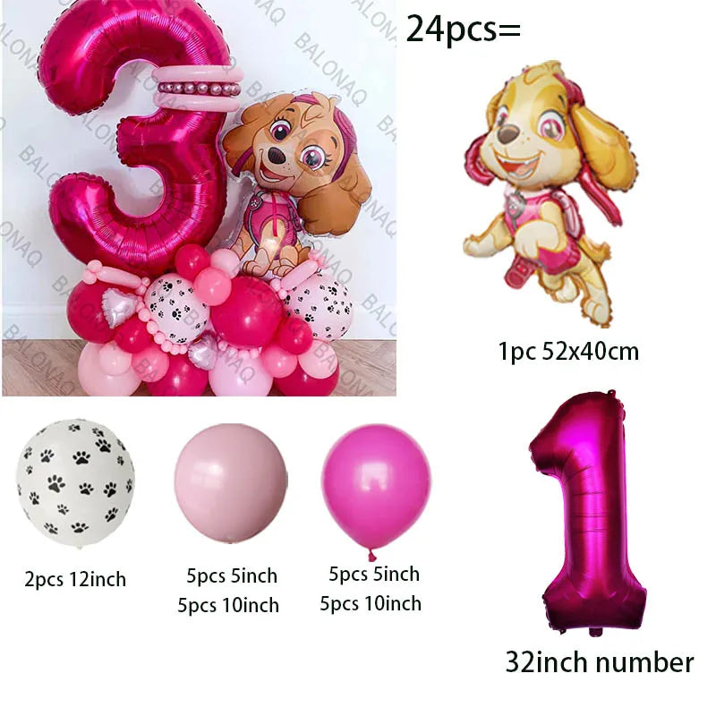 Pink PAW Patrol Balloon Number 24pcs
