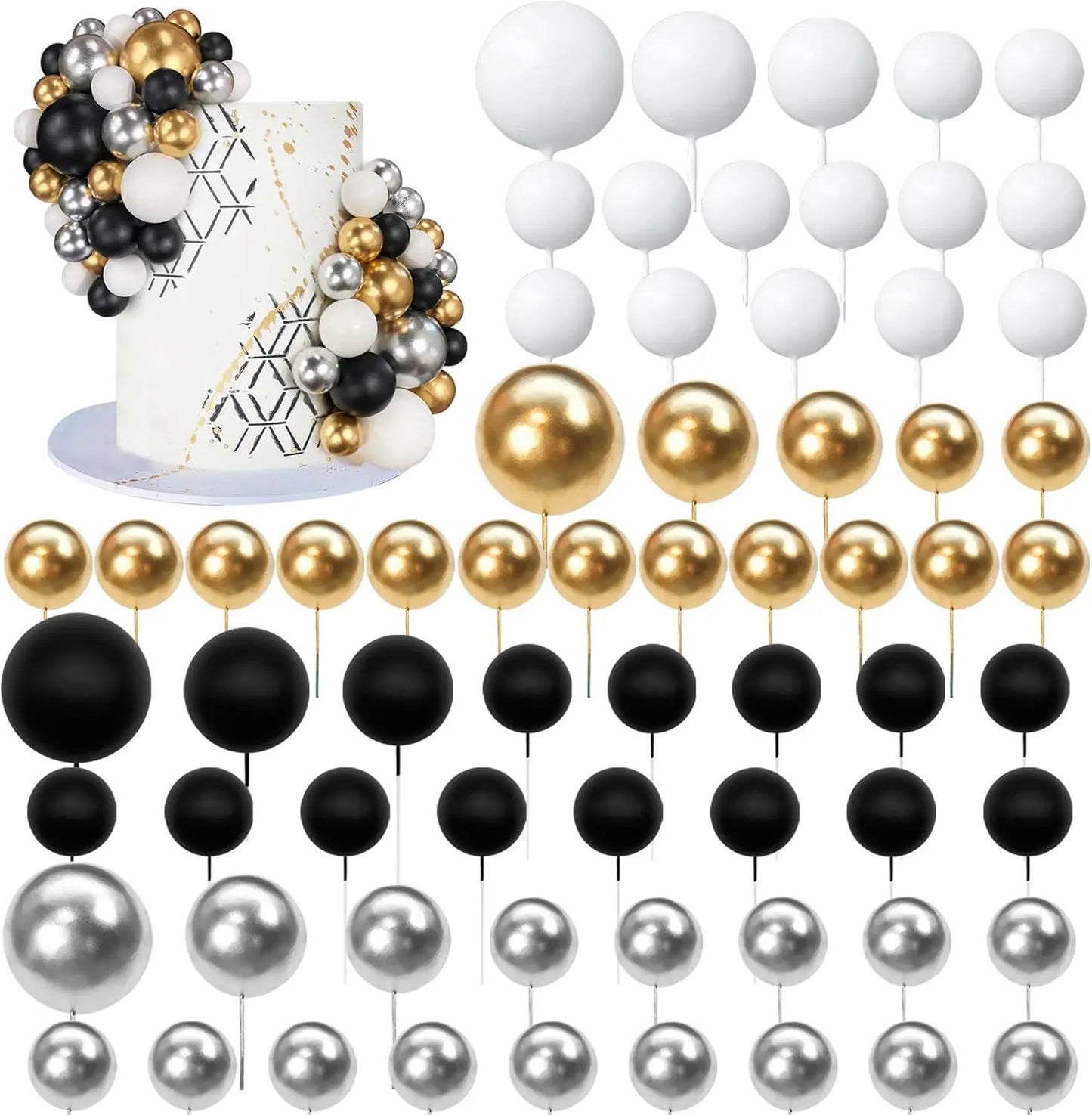 Balls cake for decoration 4 sizes /66 PCS