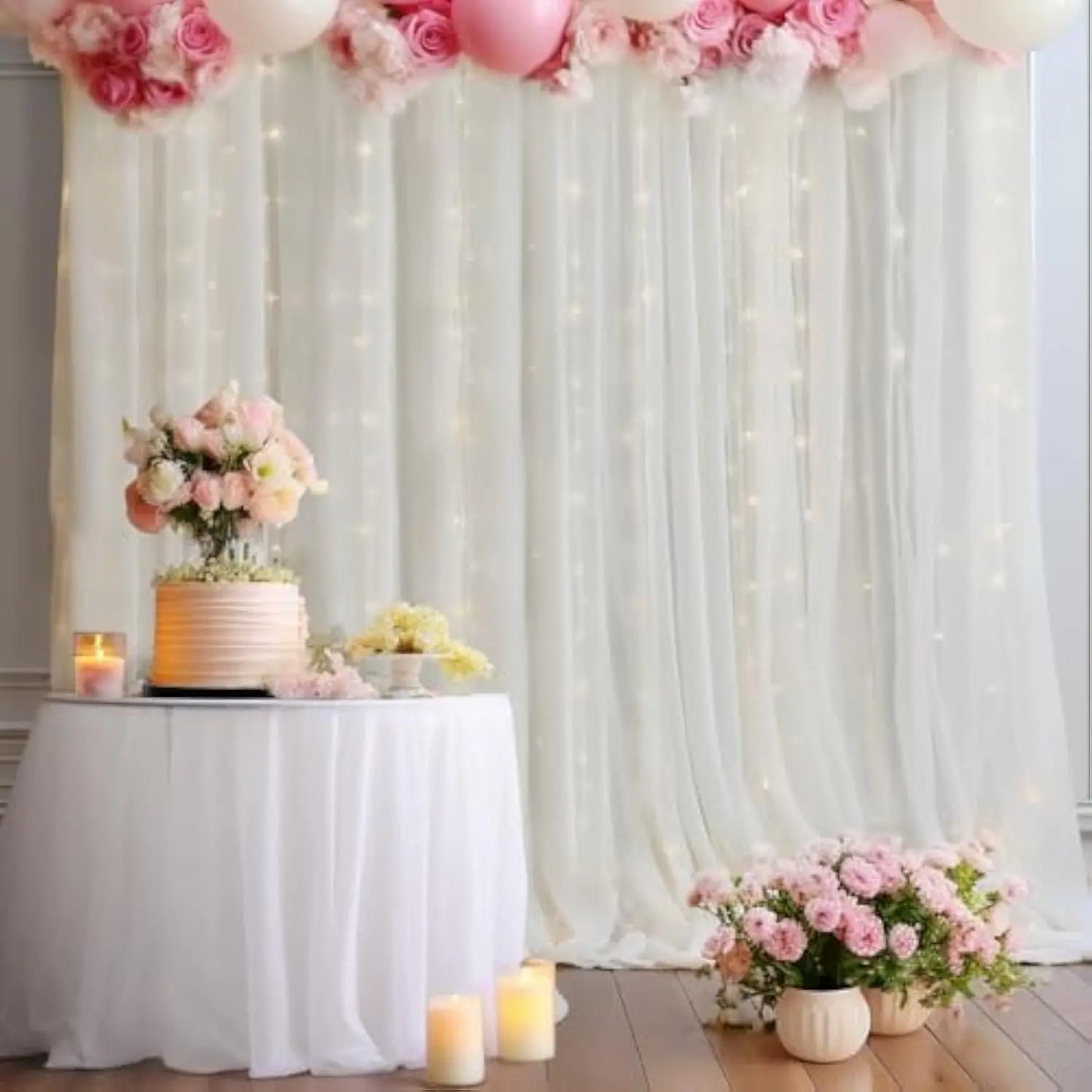 Tulle backdrop curtains, sheer 1 Set/2