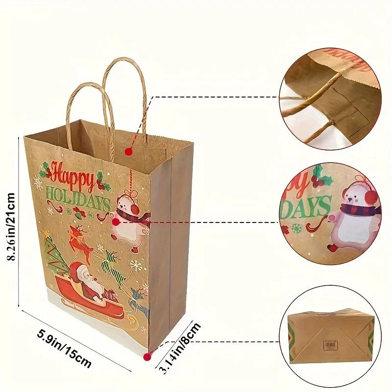 Christmas Kraft Paper Gift Bags