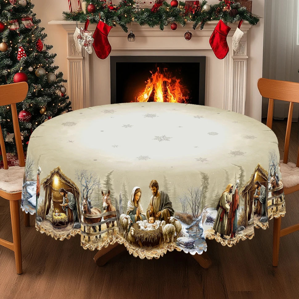 Nativity Scene Tablecloth Decor