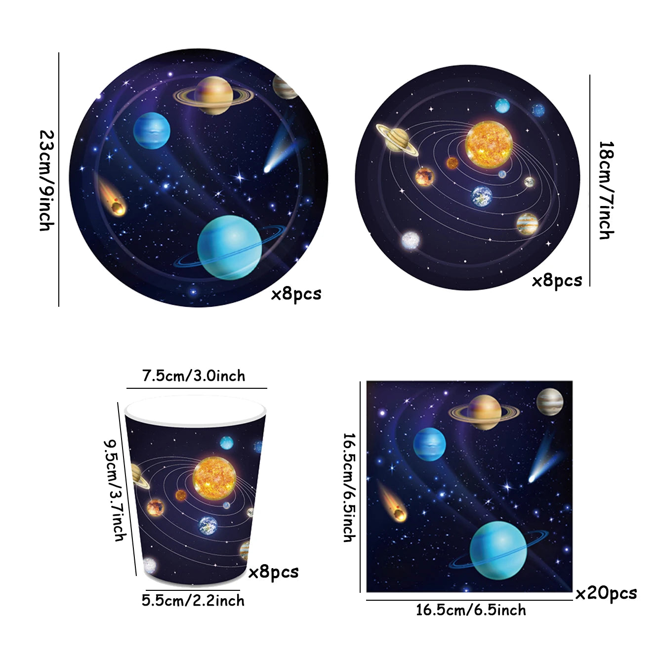 Out Space galaxy theme party disposable set for 8 persern