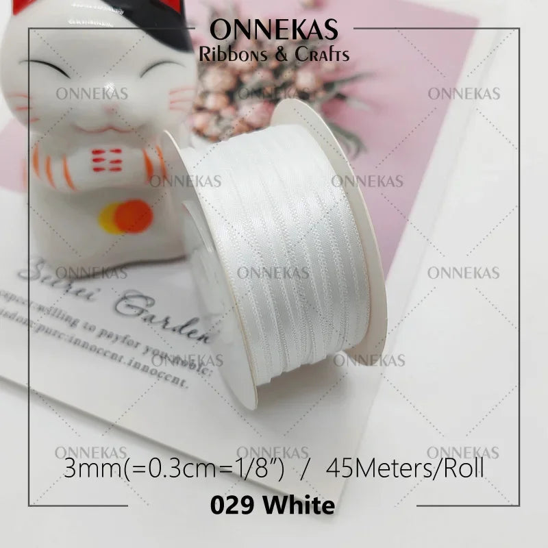 Satin ribbon 100% polyester (45M) 3mm