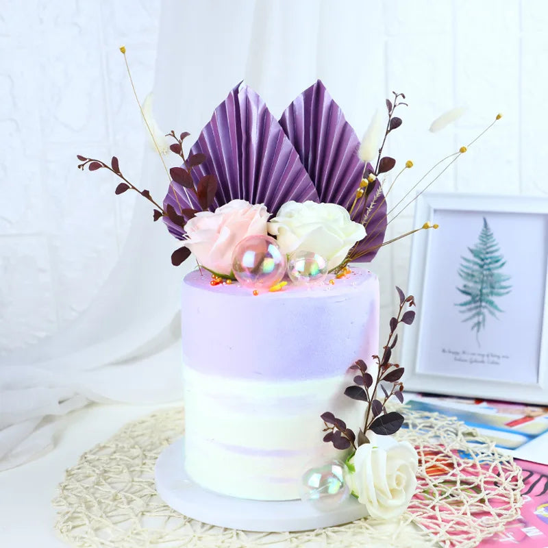 Paper Palm fan cake topper leaf 2Pcs