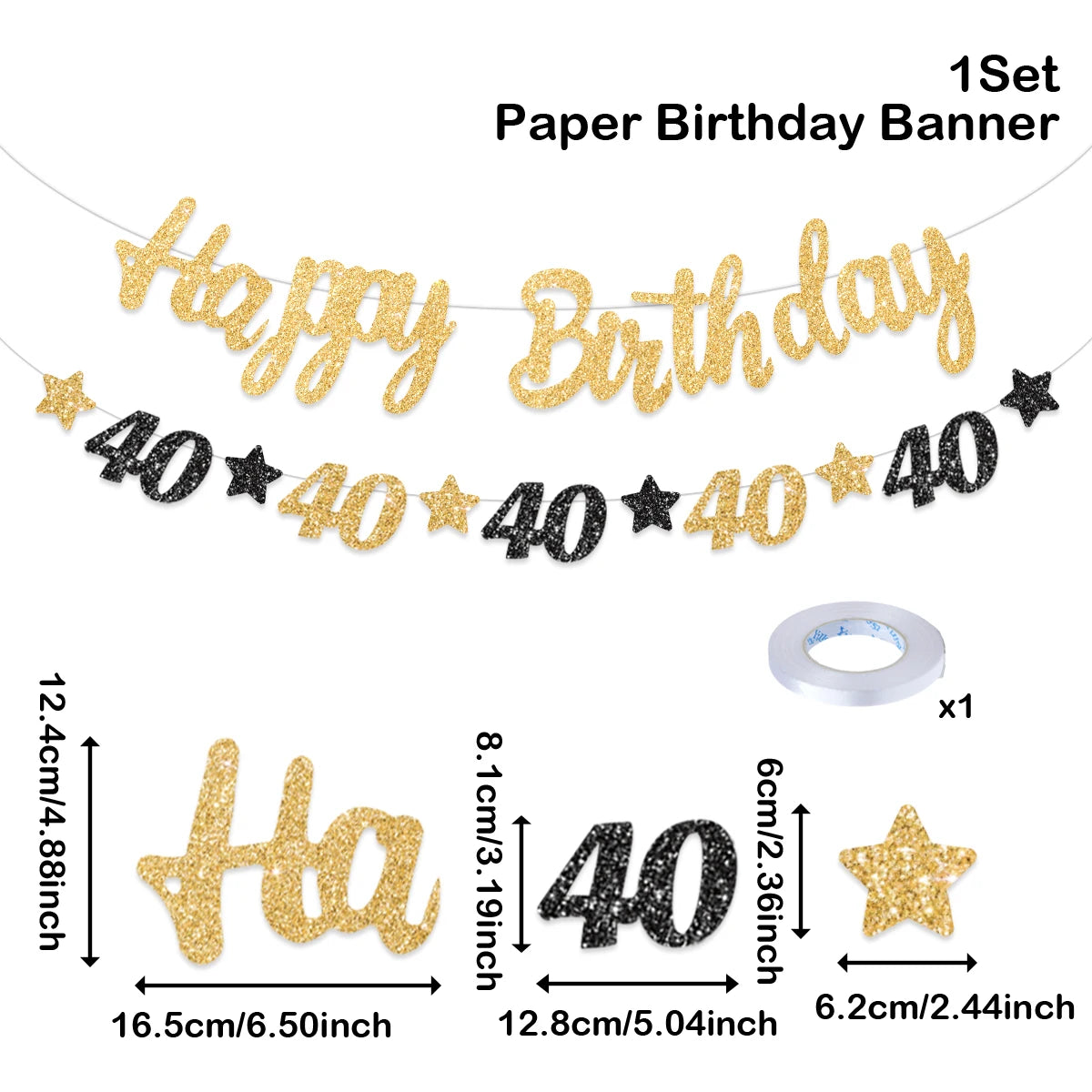 Black Gold Birhtday TableCloth
