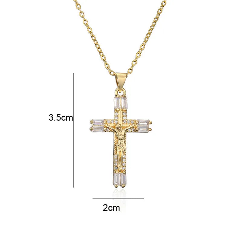 Cross pendant Zircon ston necklace