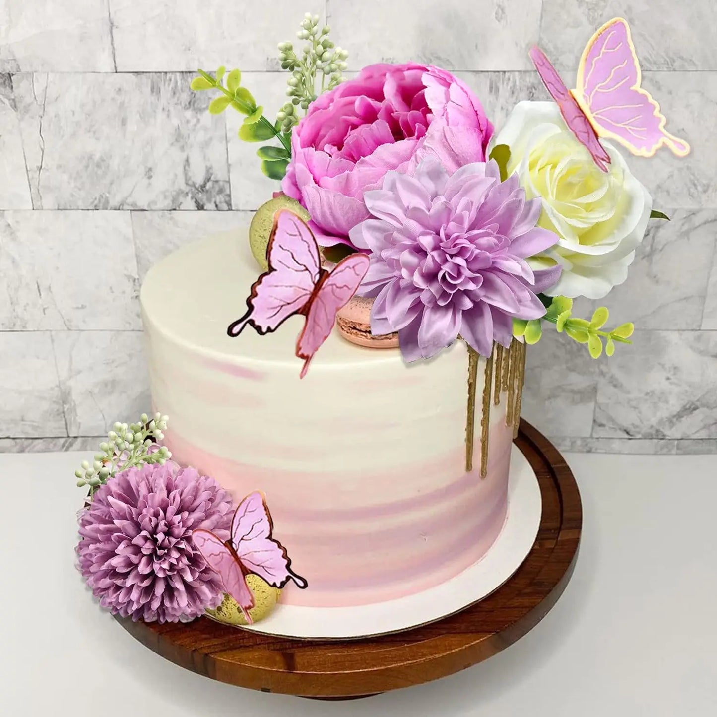 Happy birthday flower cake toppers