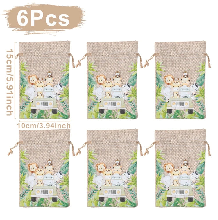 Animal character Gift Bags for Party 6pcs