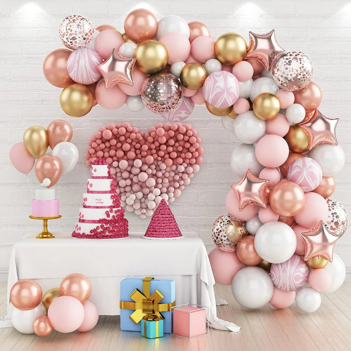 Pink Pastel Macaron Balloons Garland Arch