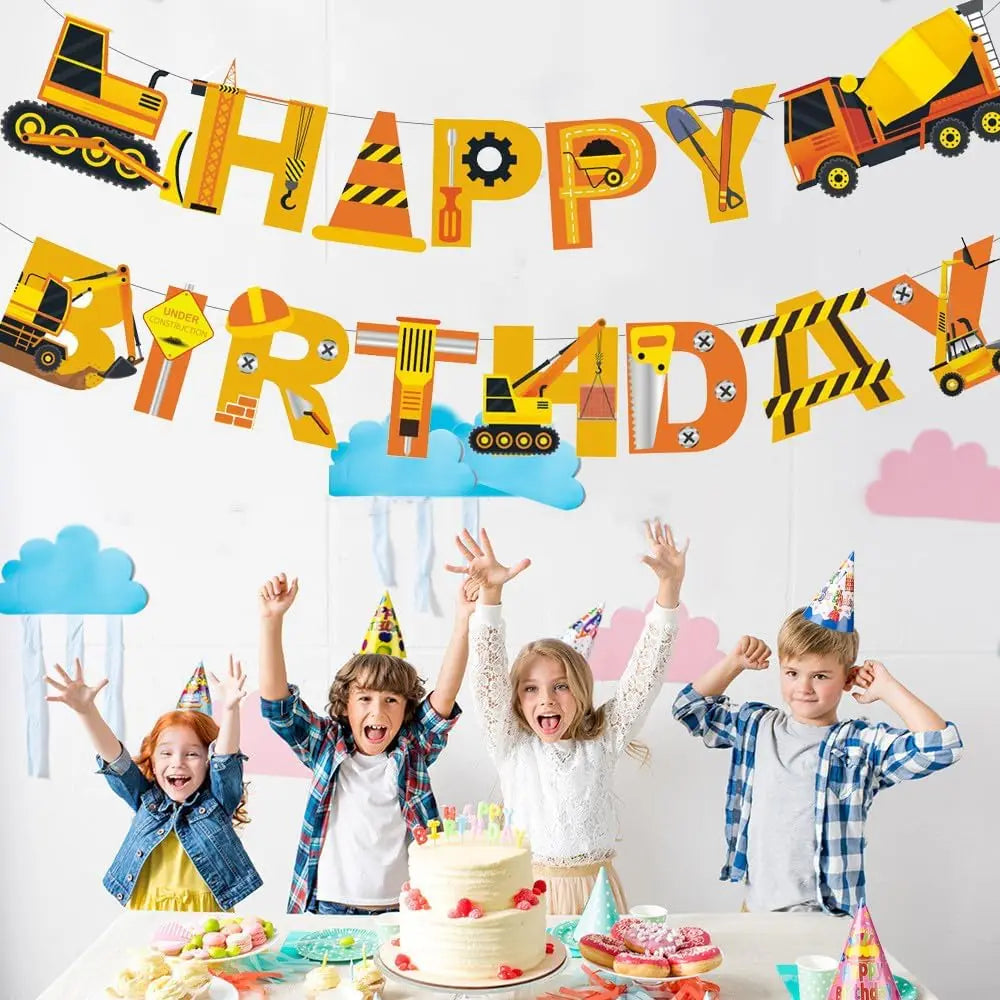 Construction party decorations kit