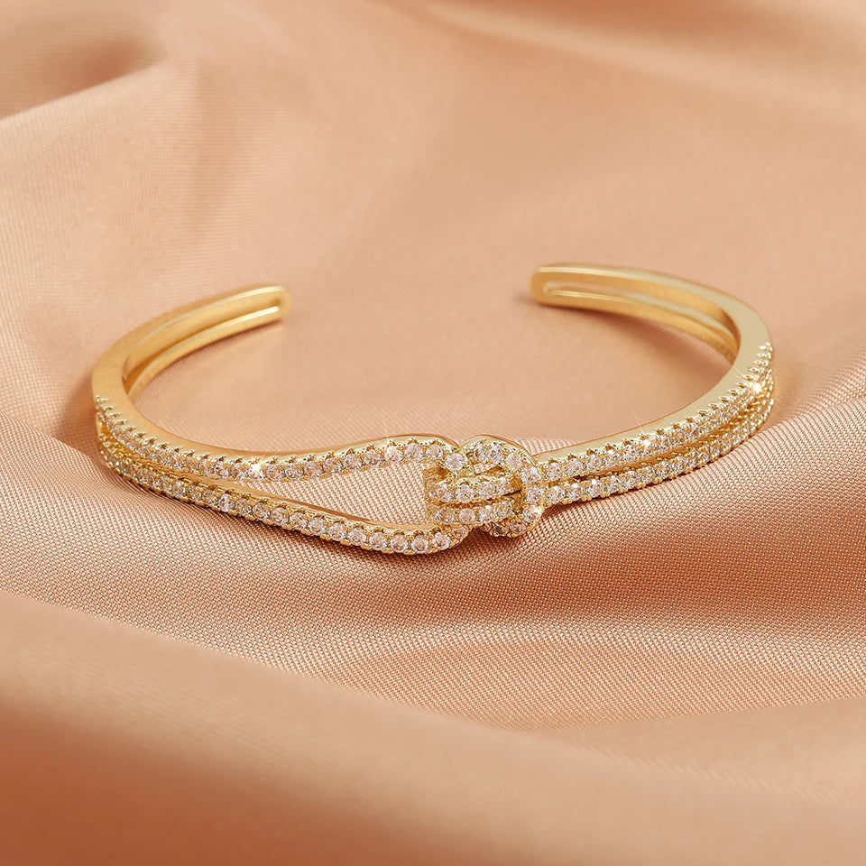 Knotted cubic Zirconia open Bracelets