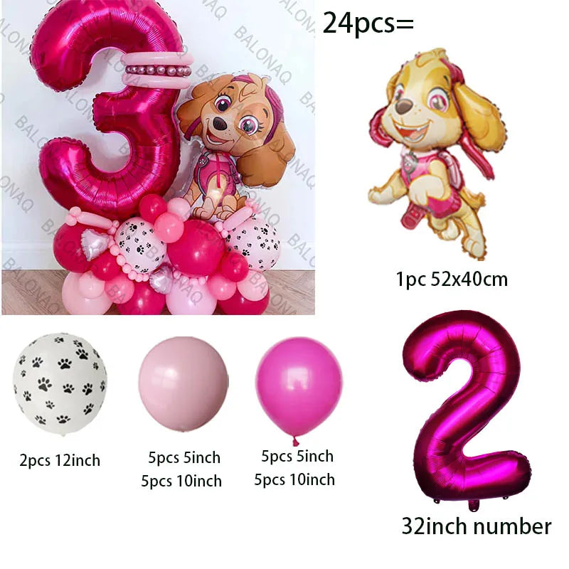 Pink PAW Patrol Balloon Number 24pcs