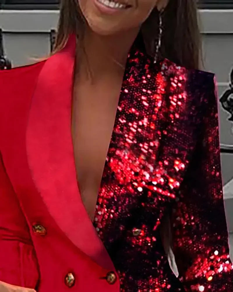 Bianka Colorblock Sequin Blazer Mini Dres
