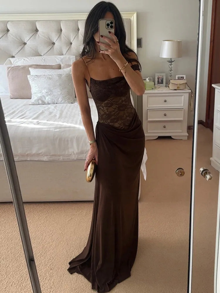 Rimma Mozision One-Shoulder Lace Dress