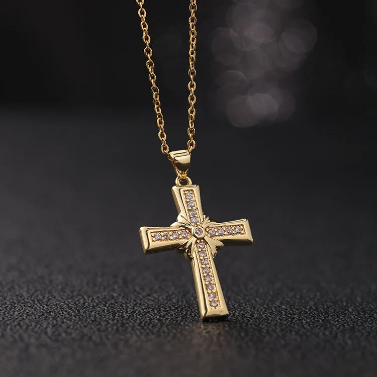Cross pendant Zircon ston necklace