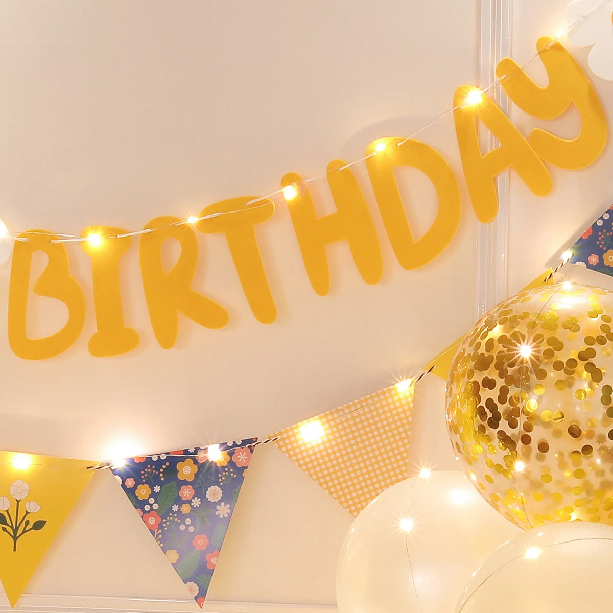 Yellow floral balloon decoration set