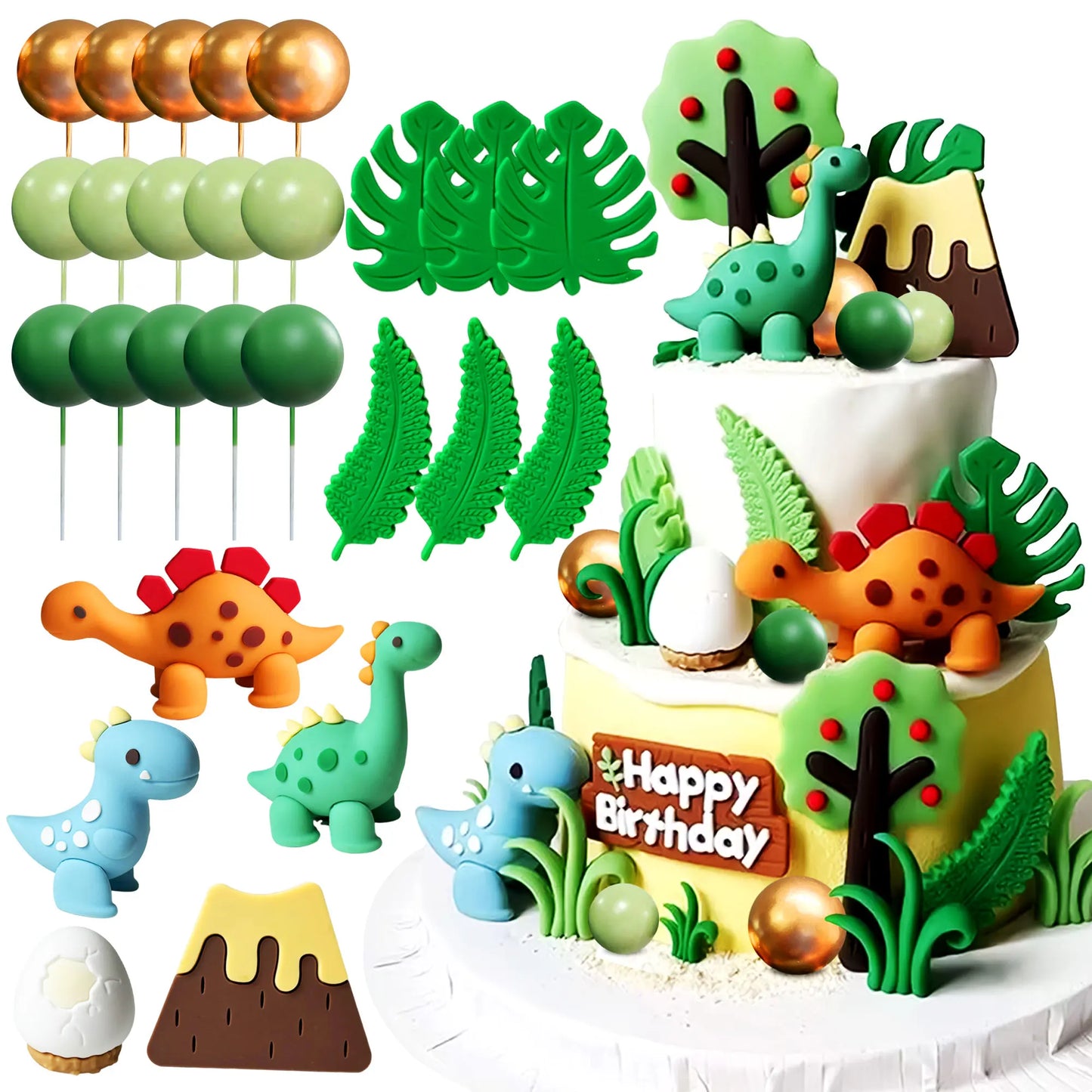LaVenty Dinosaur Cake Topper Set