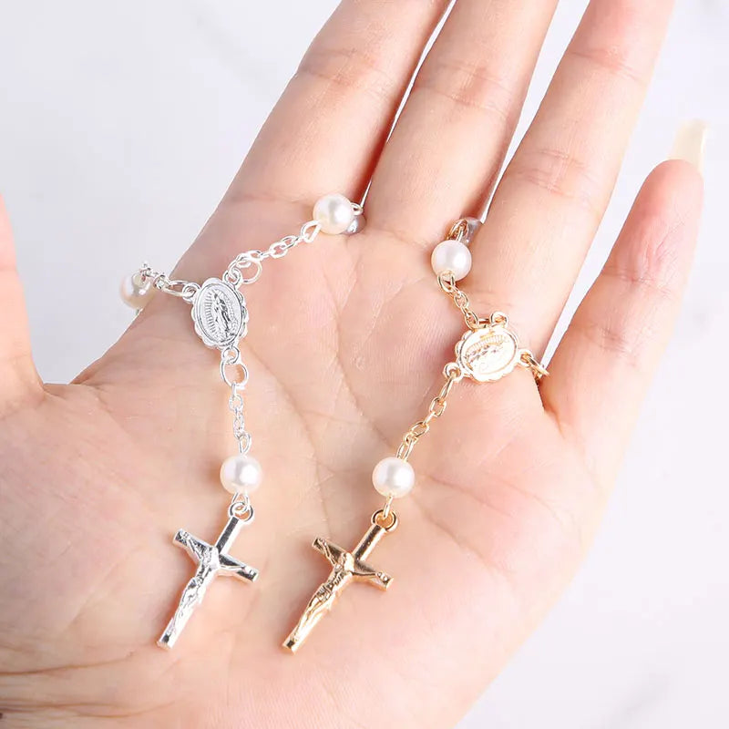 Cross Rosary bead bracelet for baptism 10-100pcs