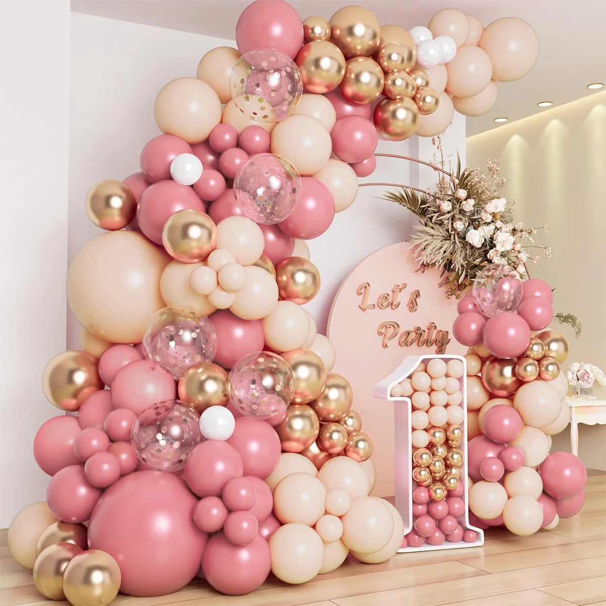 Pink Pastel Macaron Balloons Garland Arch