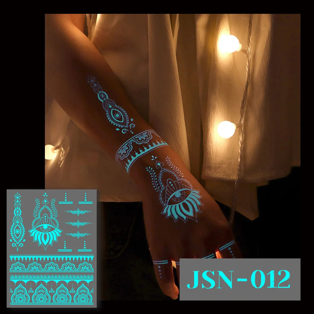 Blue Luminous Henna tattoo sticker