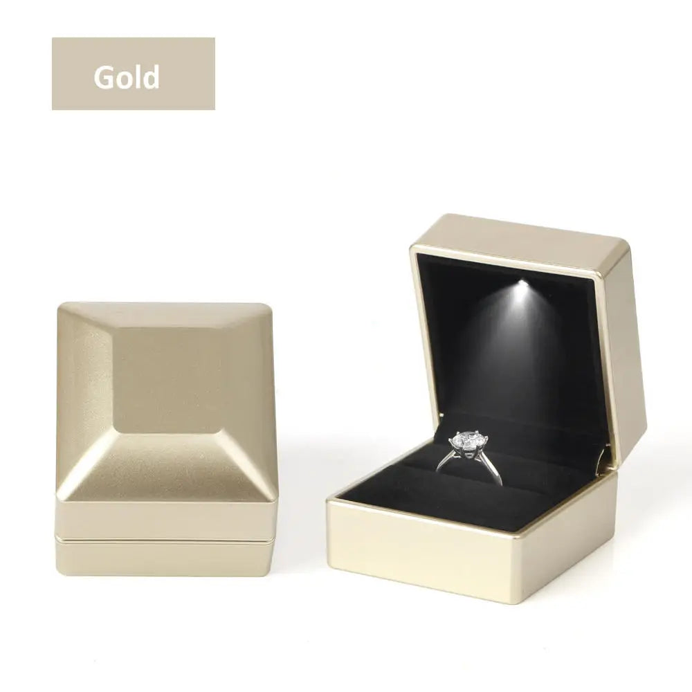 LED Light double rings box for wedding