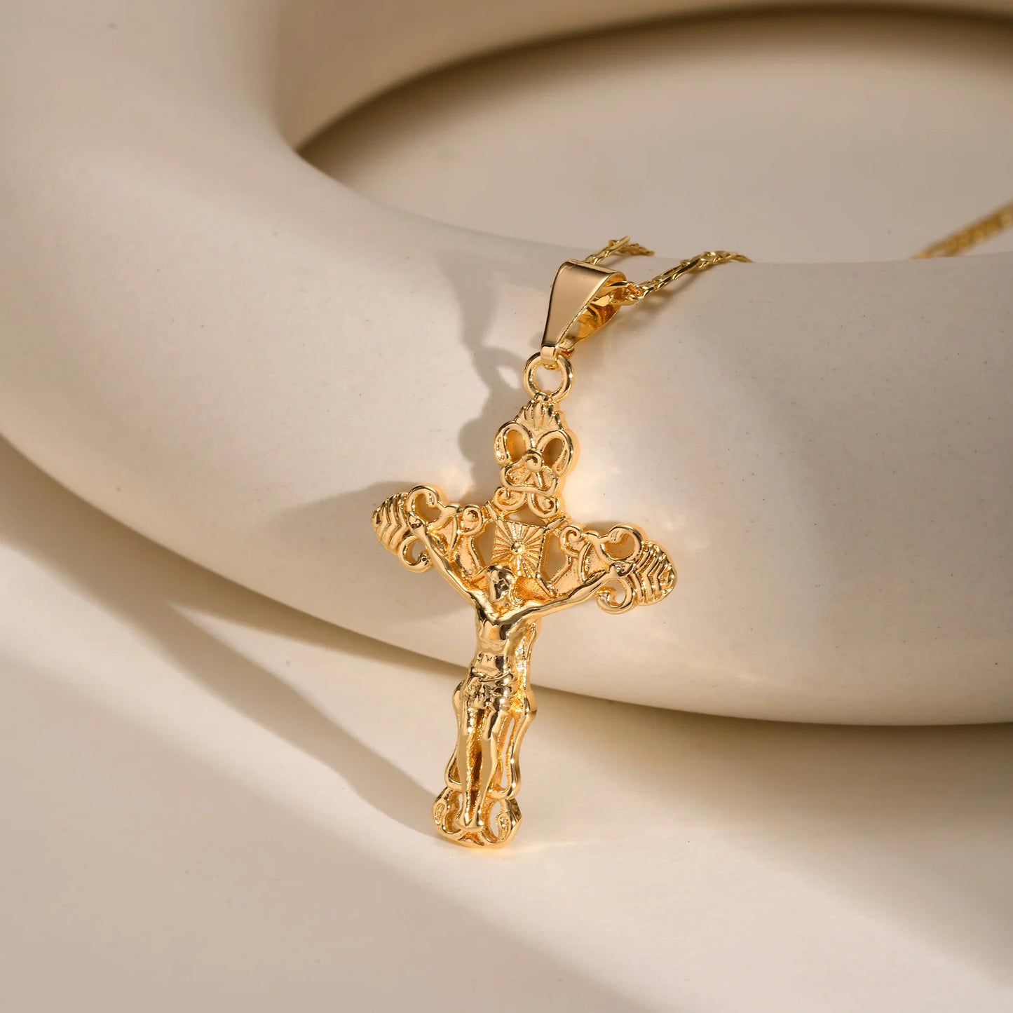 Gold plated Jesus Cross necklac