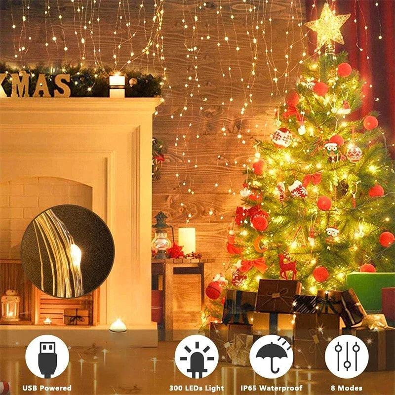 3M LED Curtain String Lights (8 Modes)