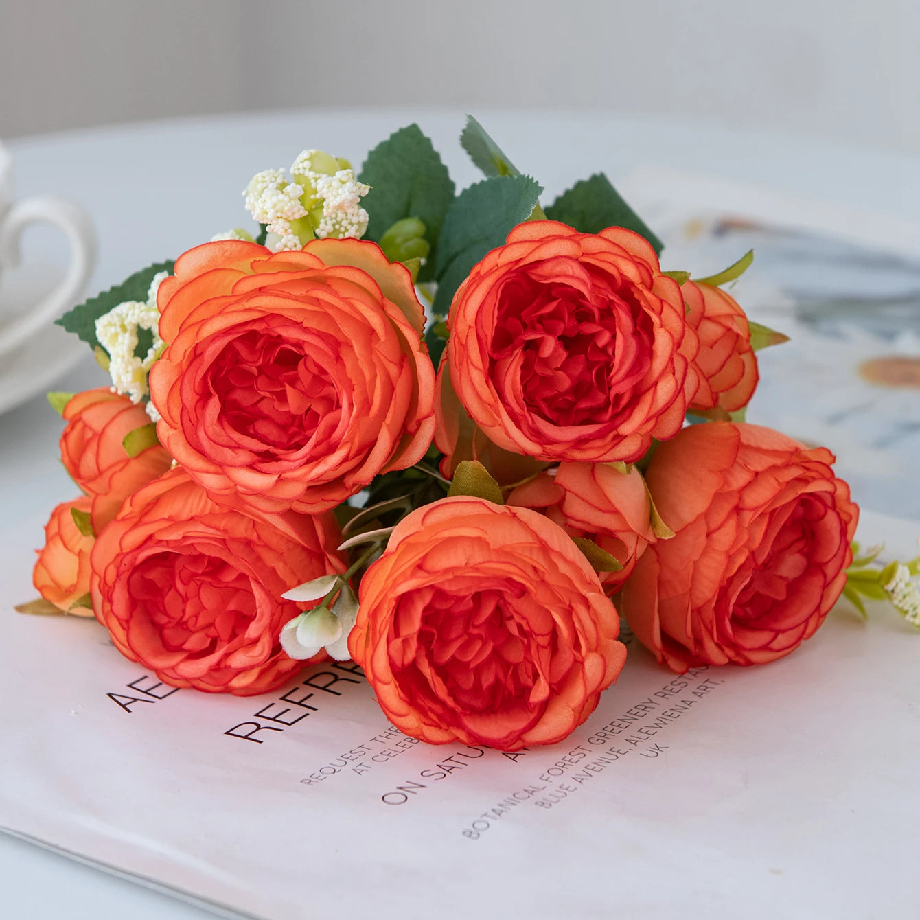 Artificial flowers fake white Peonies bouquet