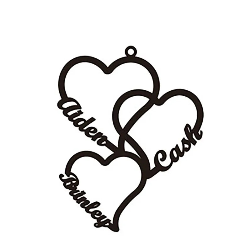 Customized 2-5 Hearts name pendant family necklace